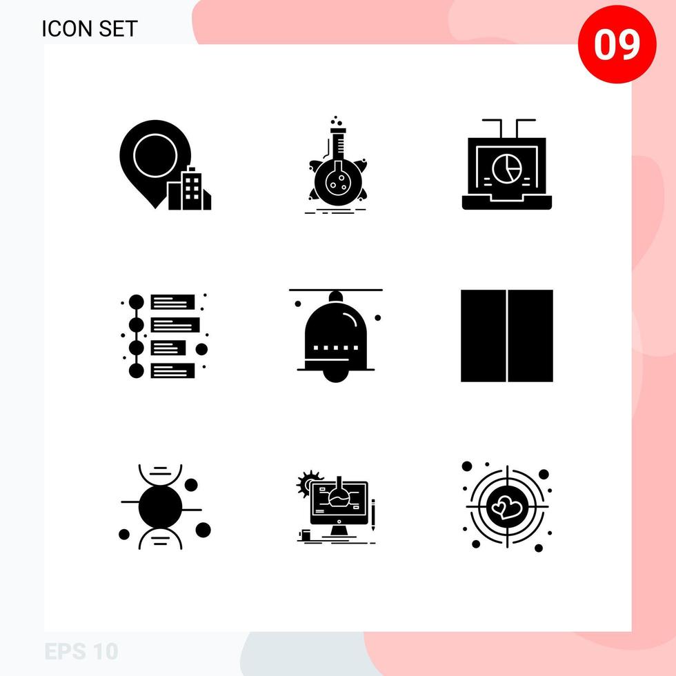 9 Creative Icons Modern Signs and Symbols of bell timeline business marketing seo Editable Vector Design Elements