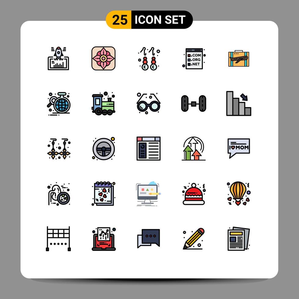 paquete de iconos de vectores de stock de 25 signos y símbolos de línea para el desarrollo de viajes pendientes com navegador elementos de diseño de vectores editables