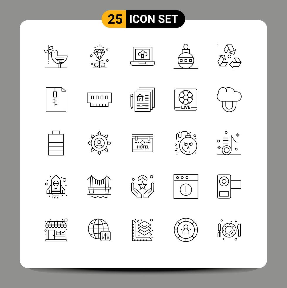 Group of 25 Lines Signs and Symbols for ecology holiday wedding globe christmas Editable Vector Design Elements