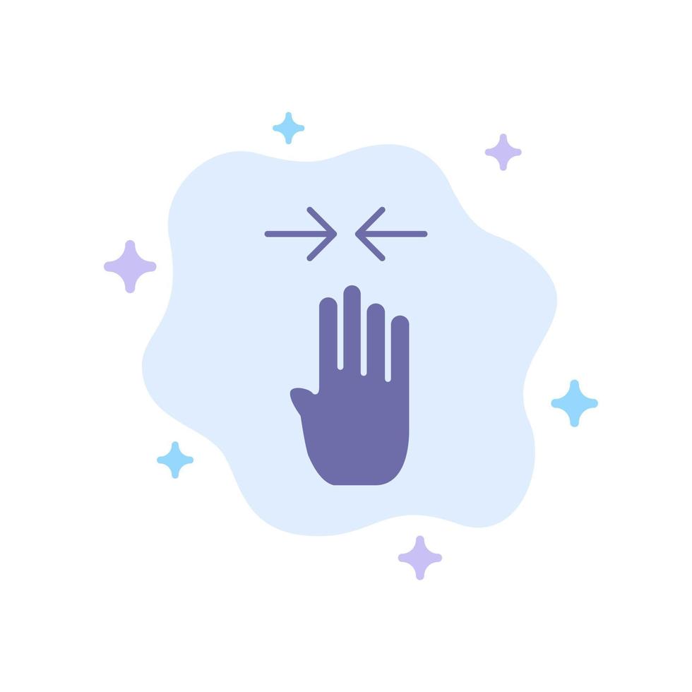 Arrow Four Finger Gesture Pinch Blue Icon on Abstract Cloud Background vector