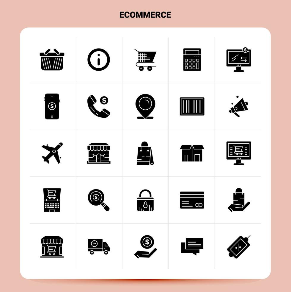 conjunto de iconos de comercio electrónico sólido 25 diseño de estilo de glifo vectorial conjunto de iconos negros diseño de ideas de negocios web y móvil ilustración vectorial vector