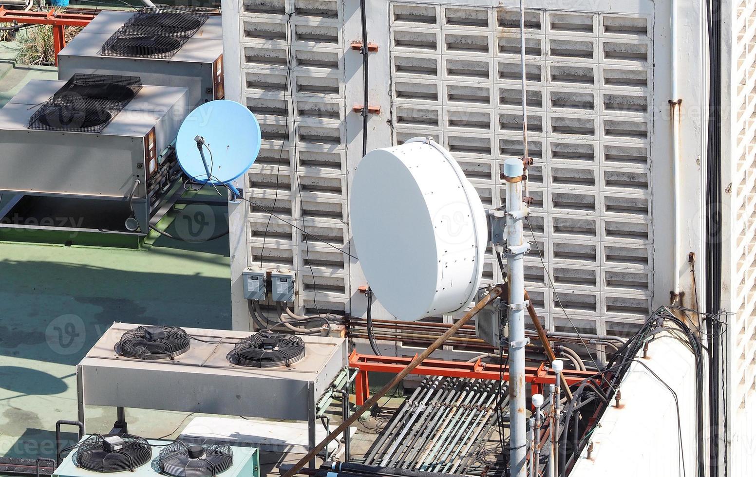 Old big telecommunication satellite dish. photo