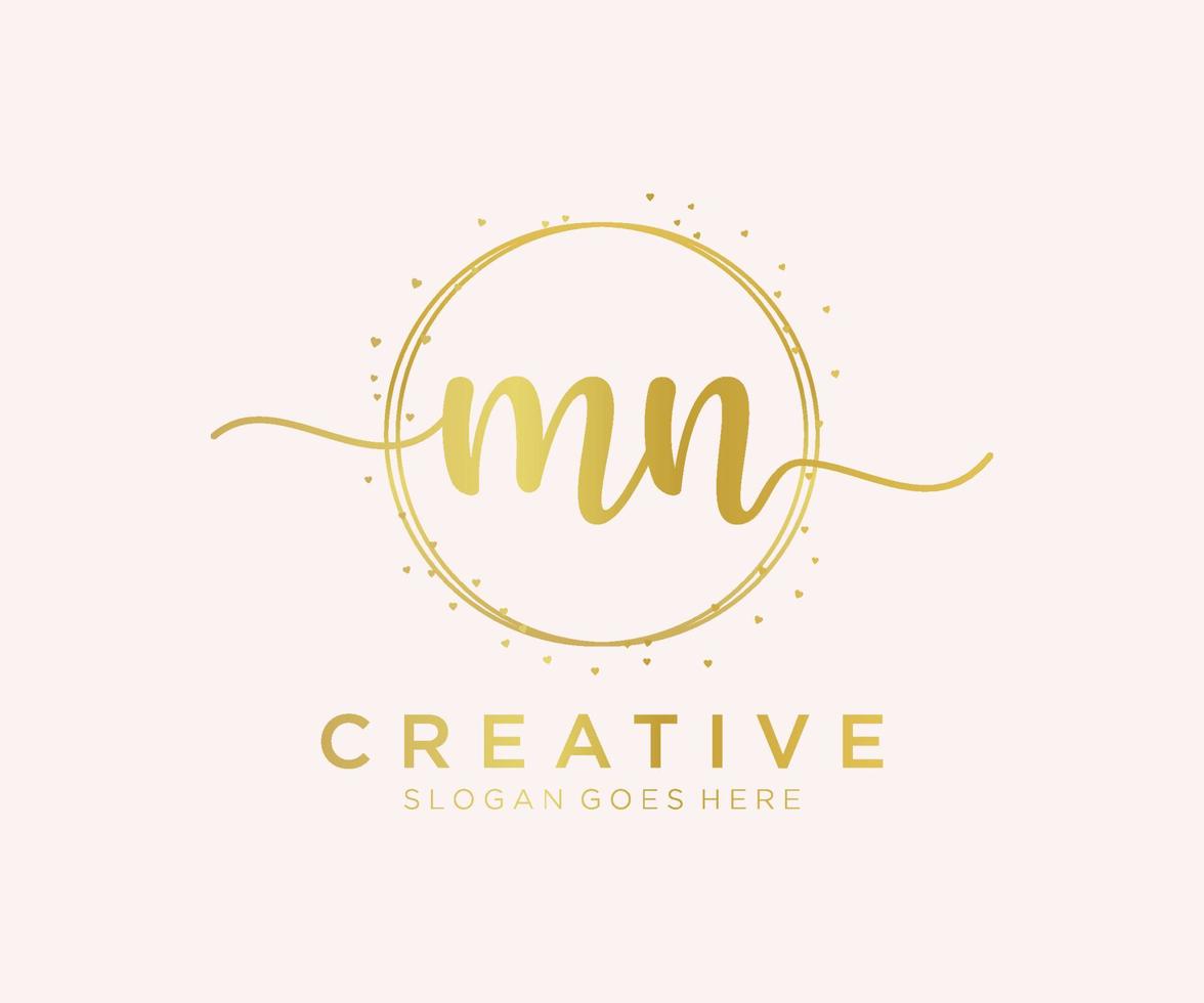 Initial MN feminine logo. Usable for Nature, Salon, Spa, Cosmetic and Beauty Logos. Flat Vector Logo Design Template Element.