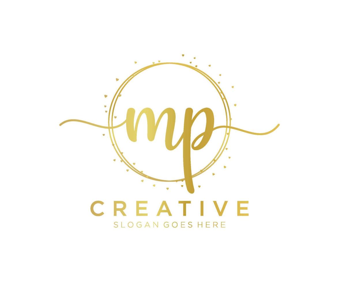 Initial MP feminine logo. Usable for Nature, Salon, Spa, Cosmetic and Beauty Logos. Flat Vector Logo Design Template Element.