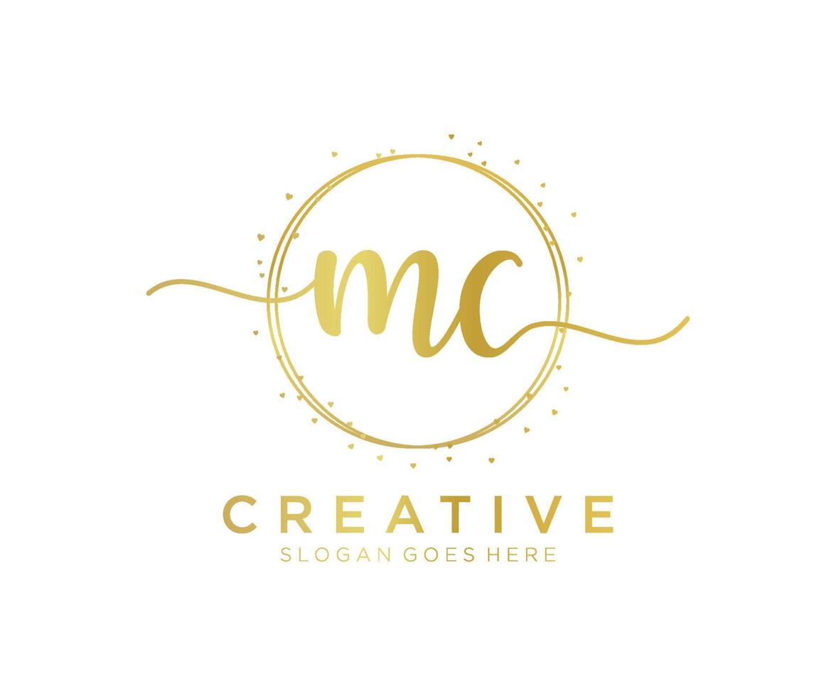 Initial MC feminine logo. Usable for Nature, Salon, Spa, Cosmetic and Beauty Logos. Flat Vector Logo Design Template Element.
