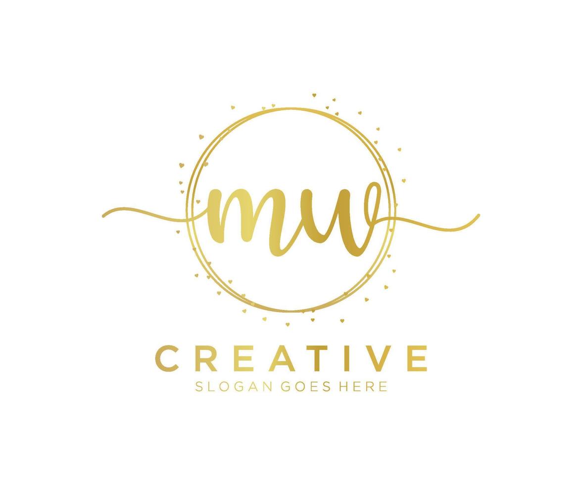 Initial MW feminine logo. Usable for Nature, Salon, Spa, Cosmetic and Beauty Logos. Flat Vector Logo Design Template Element.