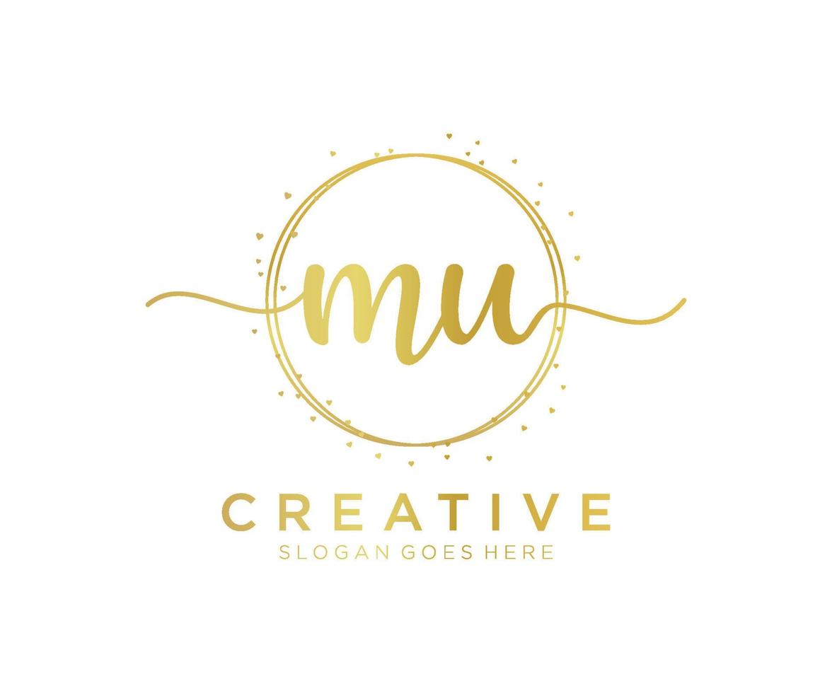 Initial MU feminine logo. Usable for Nature, Salon, Spa, Cosmetic and Beauty Logos. Flat Vector Logo Design Template Element.