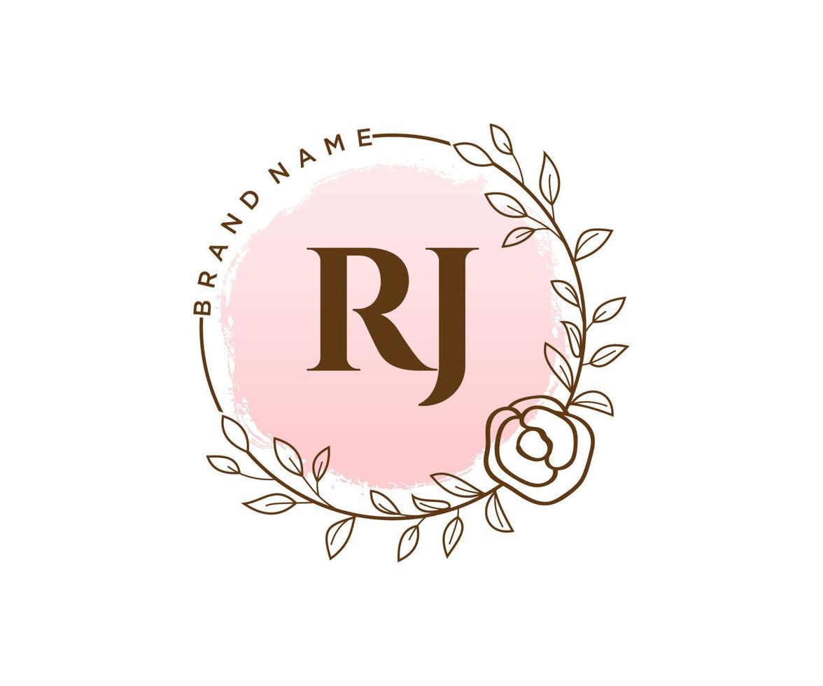 Initial RJ feminine logo. Usable for Nature, Salon, Spa, Cosmetic and Beauty Logos. Flat Vector Logo Design Template Element.