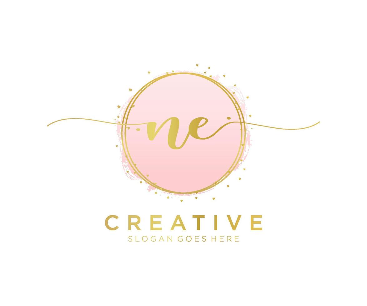 Initial NE feminine logo. Usable for Nature, Salon, Spa, Cosmetic and Beauty Logos. Flat Vector Logo Design Template Element.