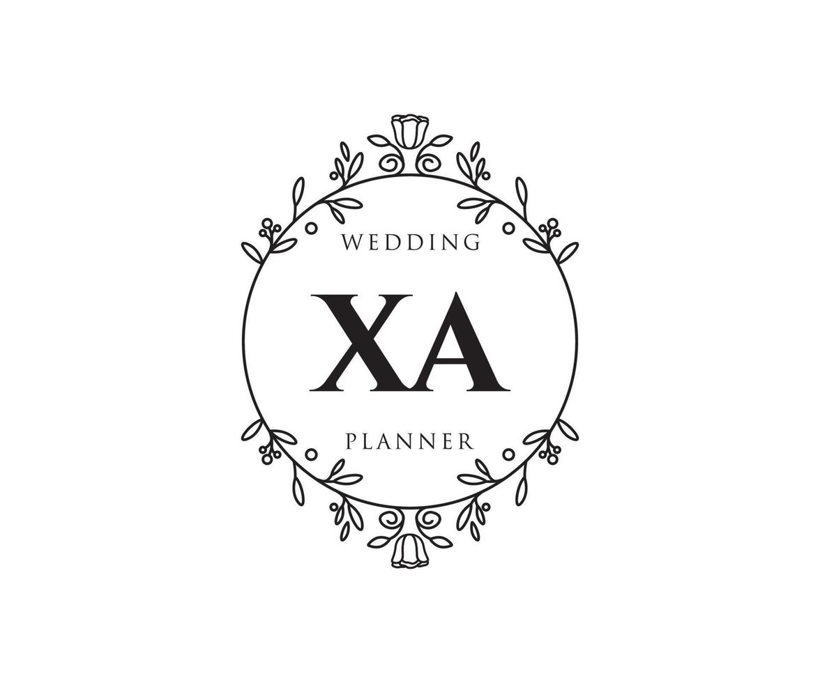 colección de logotipos de monograma de boda con letras iniciales xa, plantillas florales y minimalistas modernas dibujadas a mano para tarjetas de invitación, guardar la fecha, identidad elegante para restaurante, boutique, café en vector