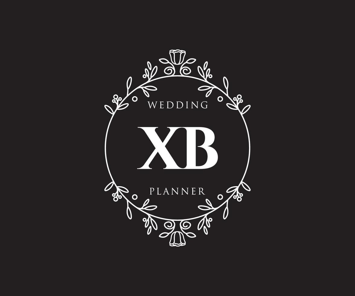 colección de logotipos de monograma de boda con letras iniciales xb, plantillas florales y minimalistas modernas dibujadas a mano para tarjetas de invitación, guardar la fecha, identidad elegante para restaurante, boutique, café en vector