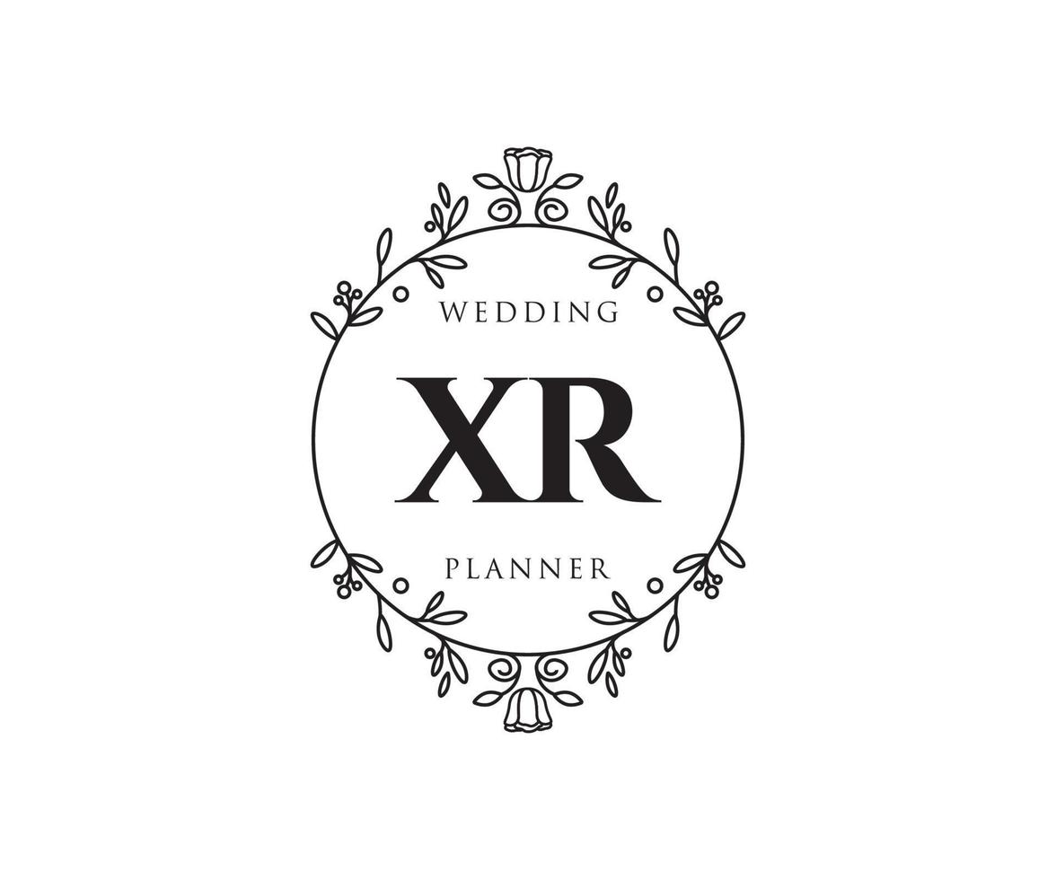 XR Initials letter Wedding monogram logos collection, hand drawn modern minimalistic and floral templates for Invitation cards, Save the Date, elegant identity for restaurant, boutique, cafe in vector