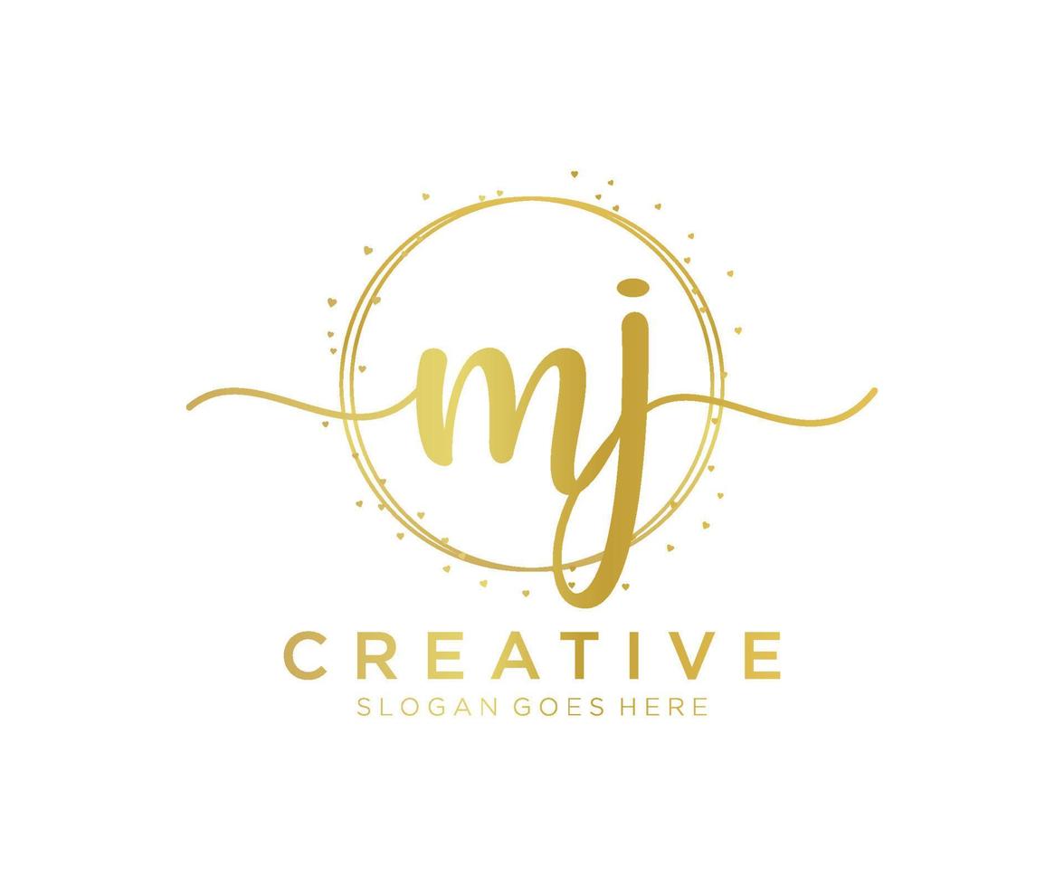 Initial MJ feminine logo. Usable for Nature, Salon, Spa, Cosmetic and Beauty Logos. Flat Vector Logo Design Template Element.