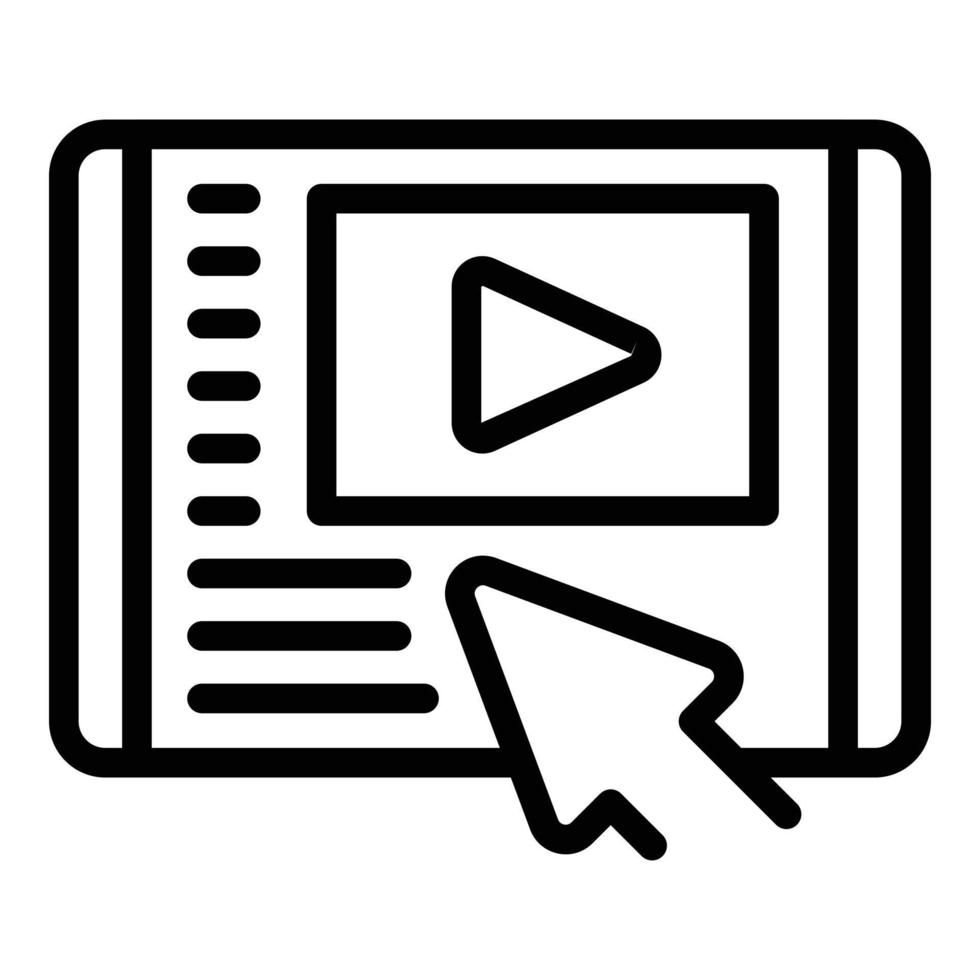 Click video tutorial icon outline vector. Computer online vector