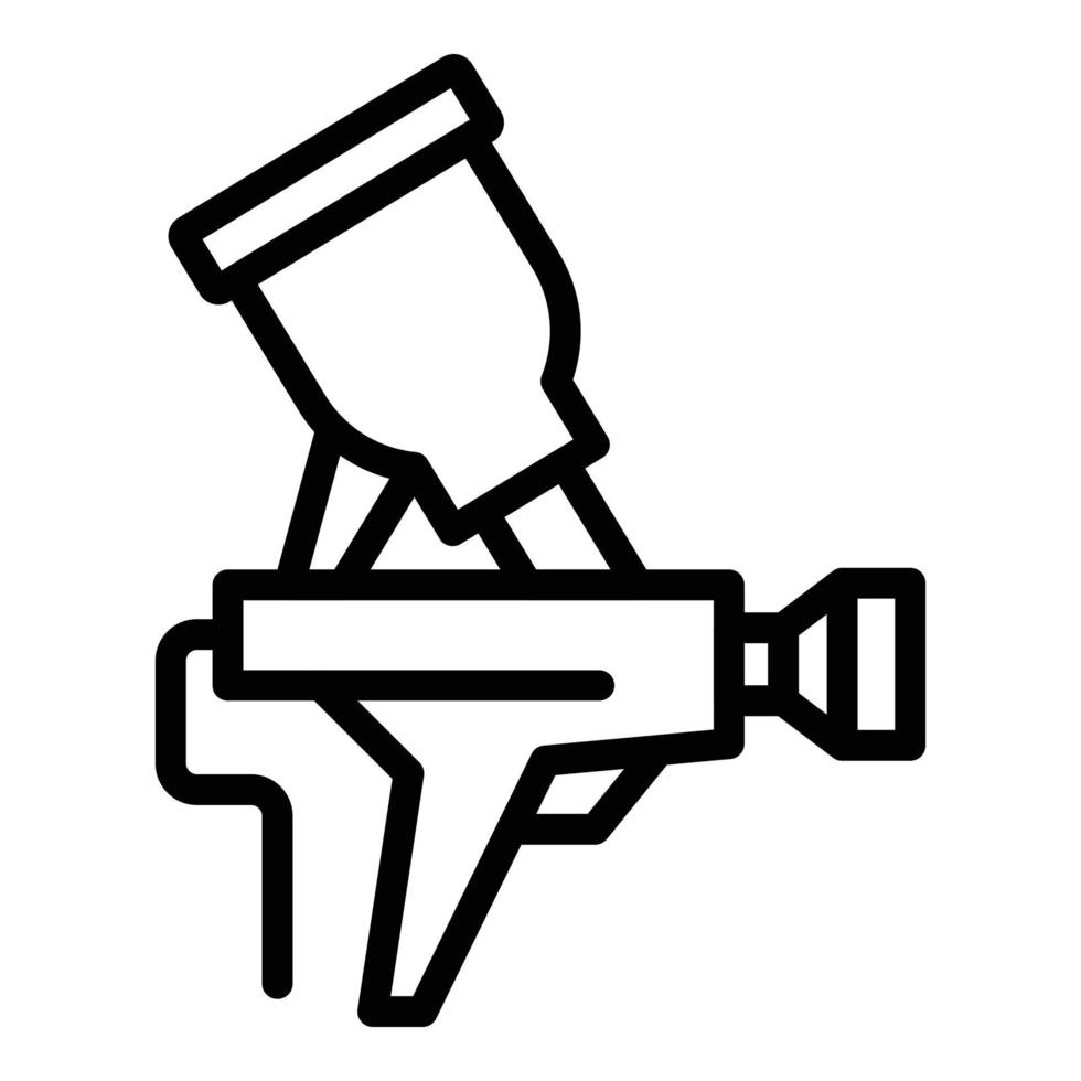 vector de contorno de icono de pistola de pintor de máquina. pulverizador de pintura