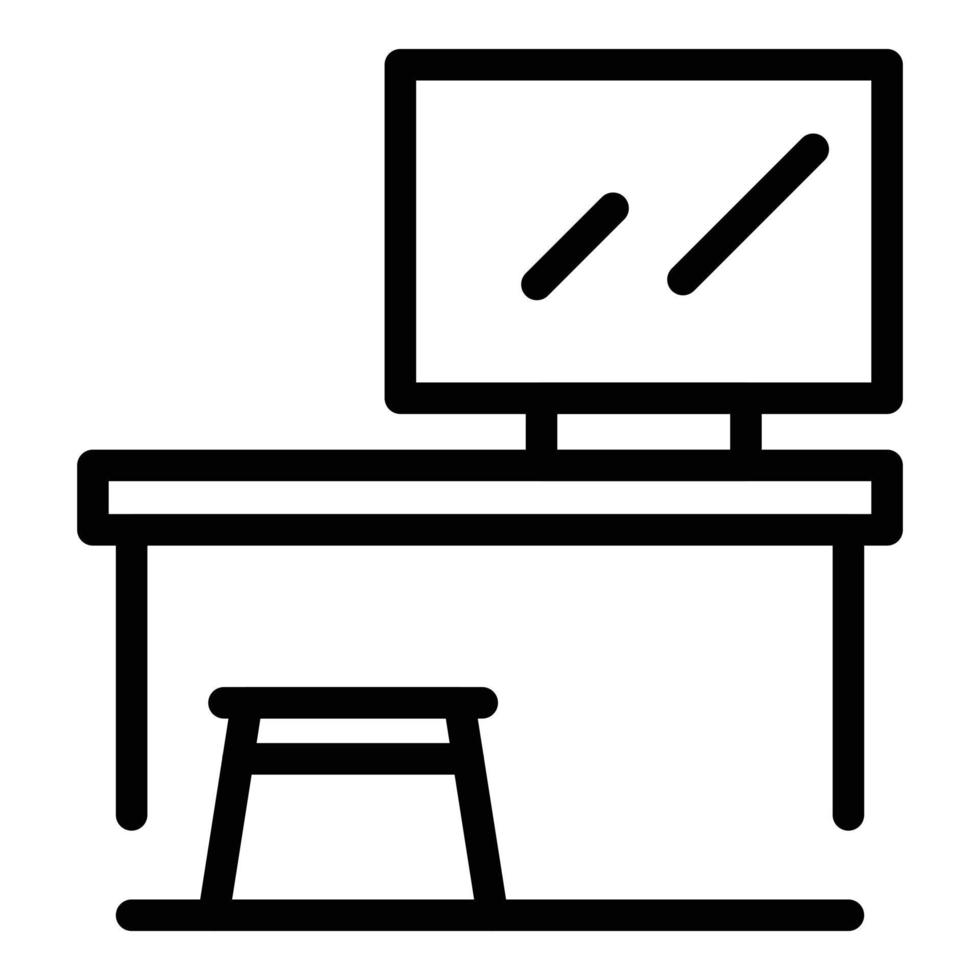 vector de contorno de icono de escritorio de trabajo. vídeo de computadora