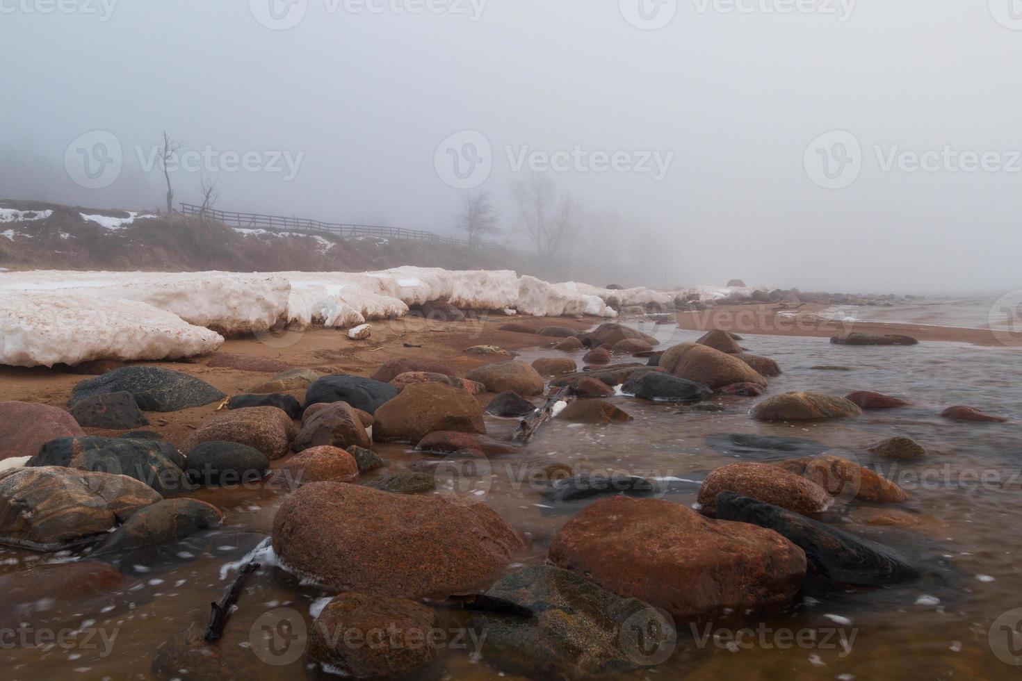 Stones on The Coast of the Baltic Sea at Sunset photo