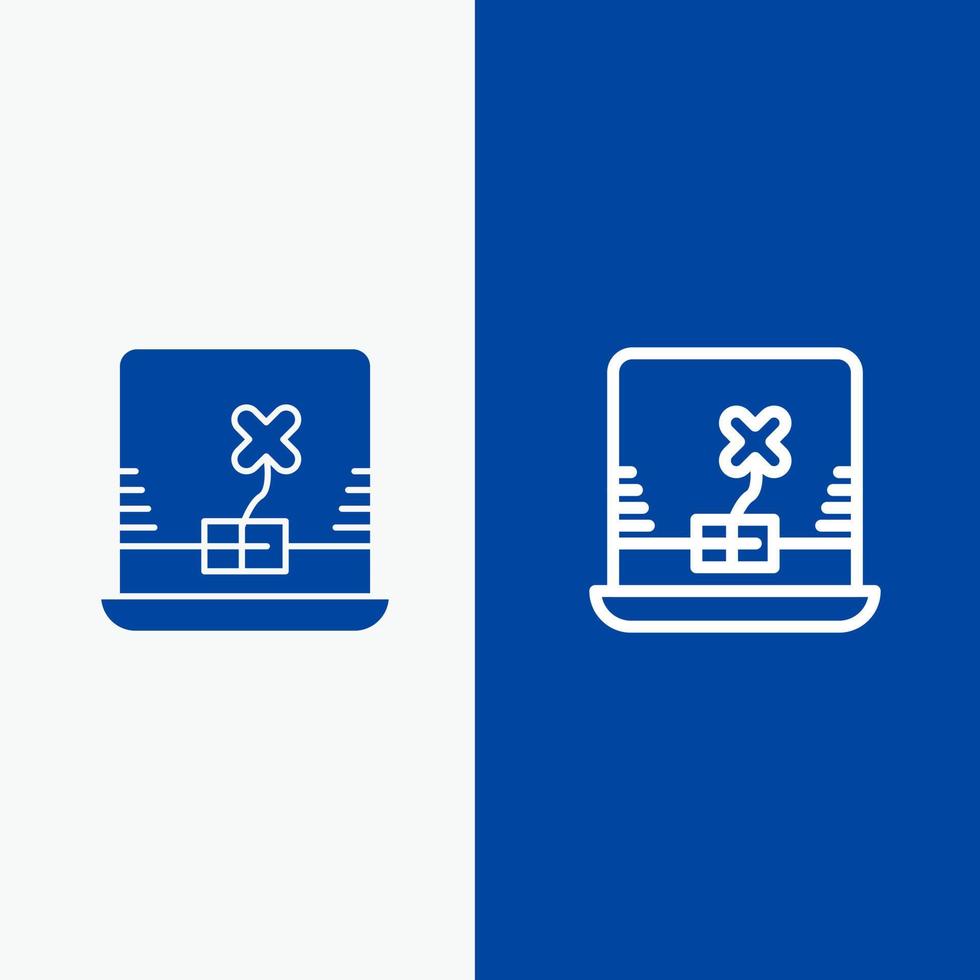 Laptop Computer Ireland Line and Glyph Solid icon Blue banner Line and Glyph Solid icon Blue banner vector