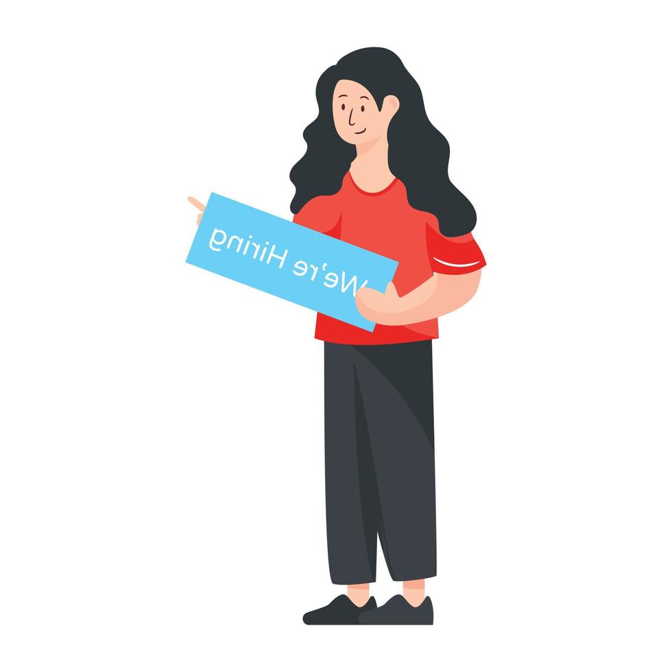 A flat character illustration of young girl vector