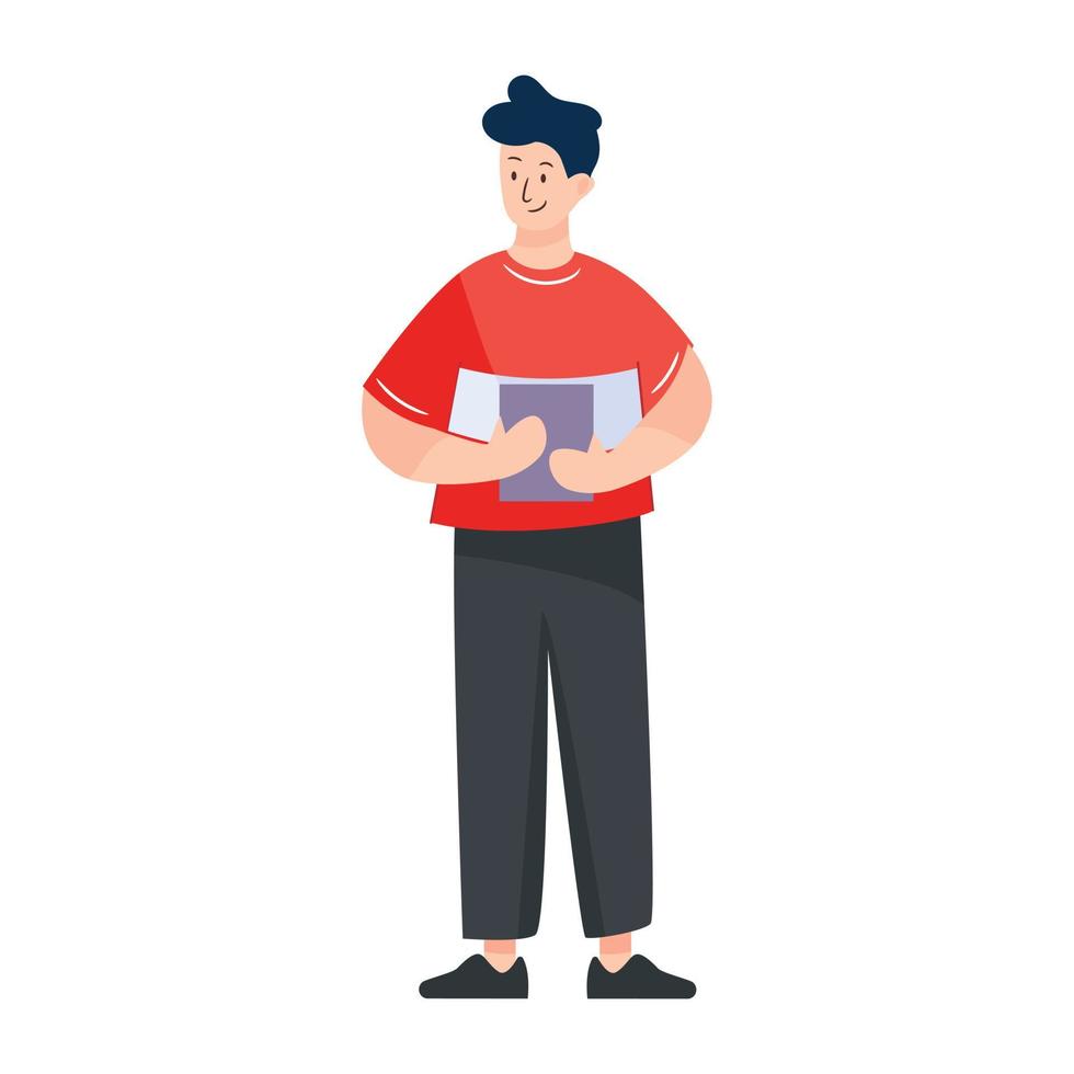 A flat illustration of smartphone user vector