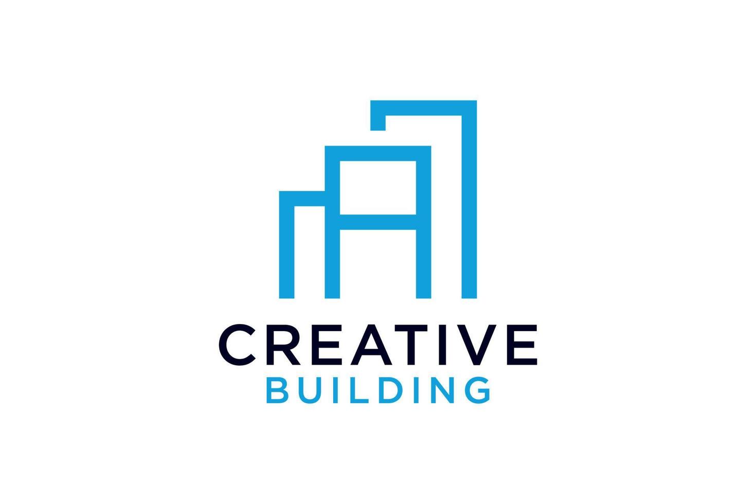 Letter A With Building For Construction Company Logo vector design template