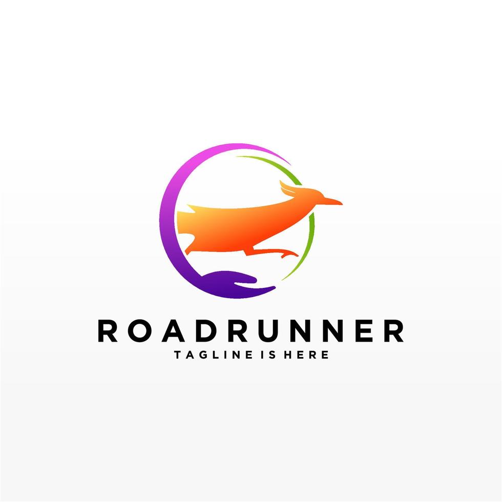 roadrunner pájaro resumen mínimo simple geométrico logotipo diseño icono plantilla silueta aislado con fondo blanco vector