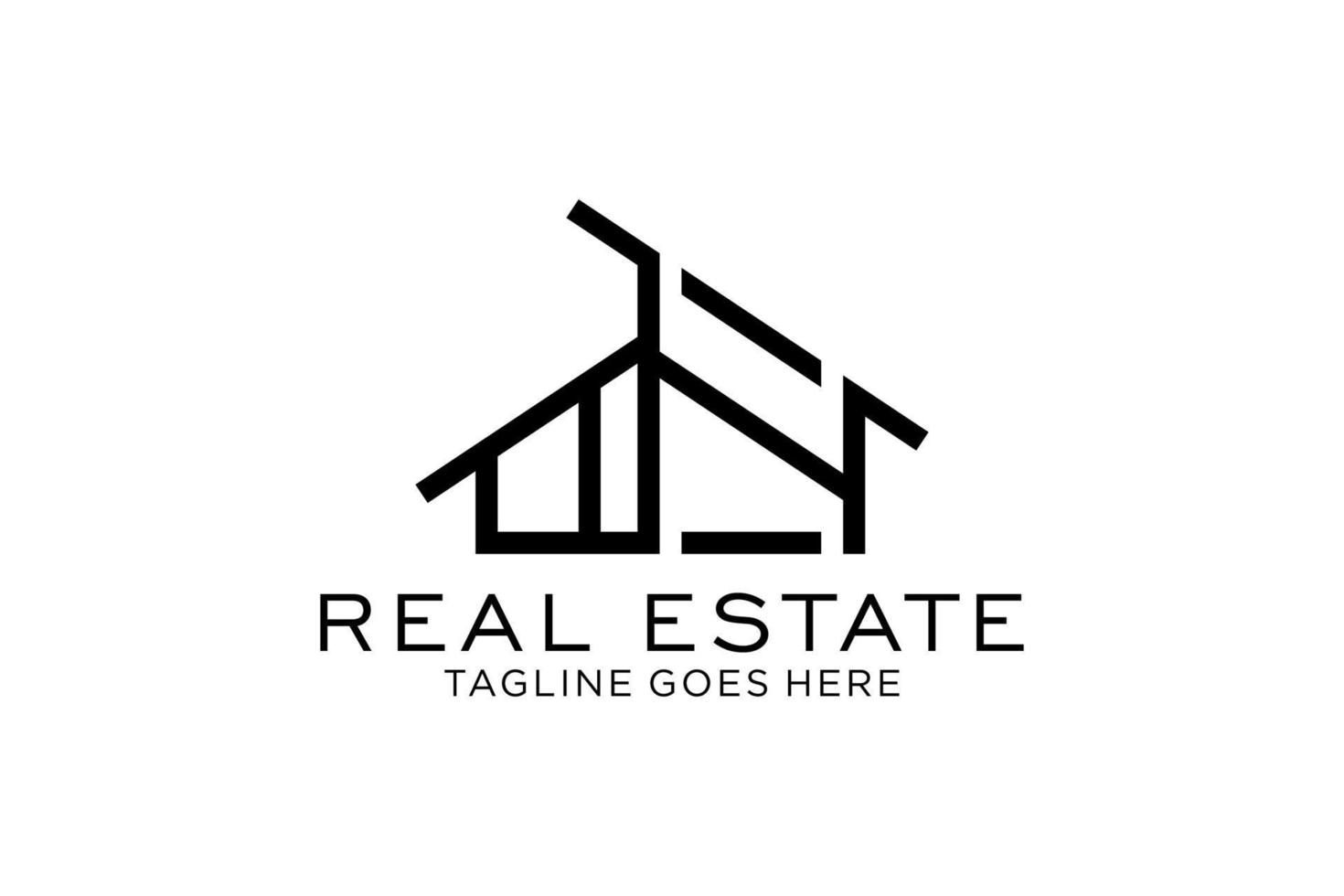 Letter H Simple modern building architecture logo design with line art skyscraper graphic vector