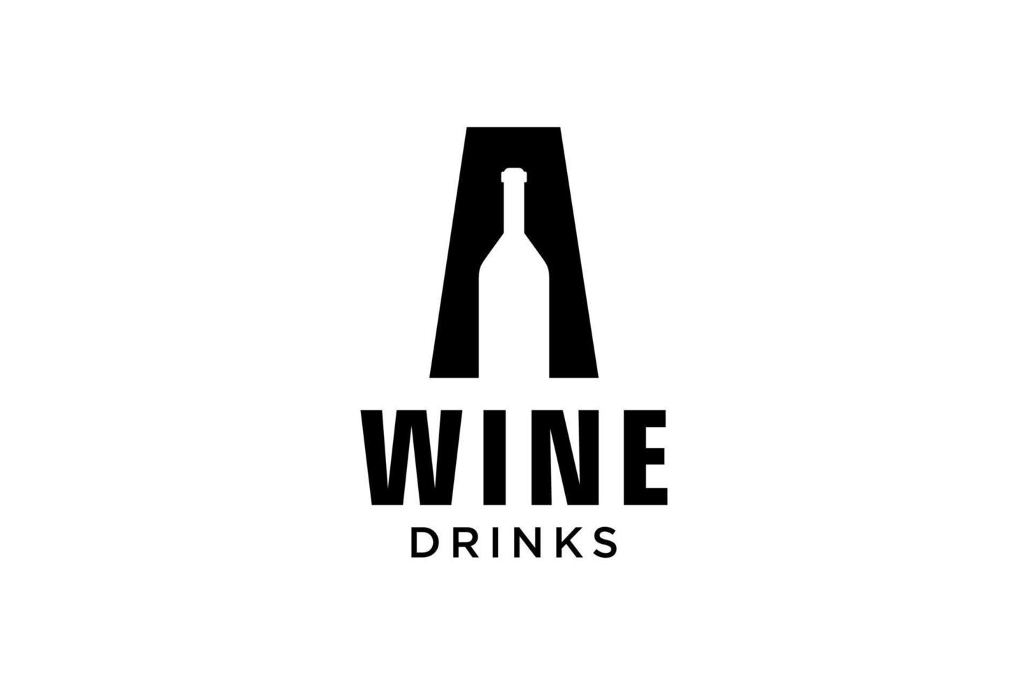 initial letter A with wine bottle logo design template vector