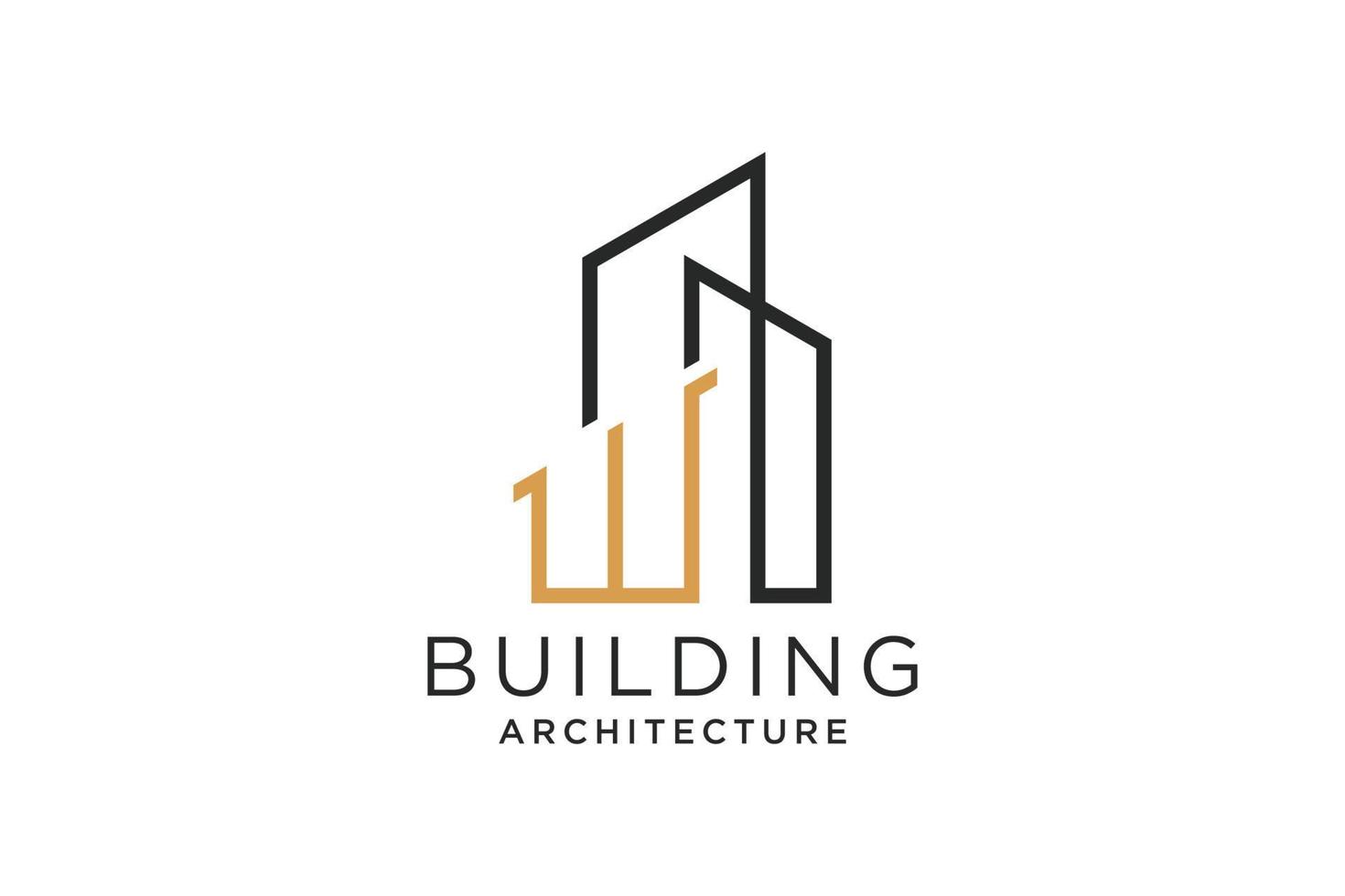 letra w para el logotipo de remodelación de bienes raíces. elemento de plantilla de diseño de logotipo de edificio de arquitectura de construcción. vector