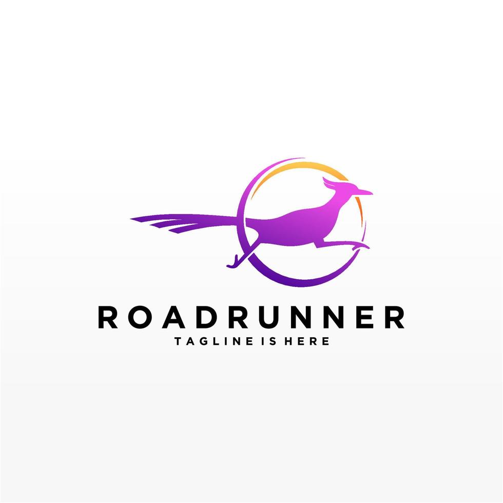 roadrunner pájaro resumen mínimo simple geométrico logotipo diseño icono plantilla silueta aislado con fondo blanco vector