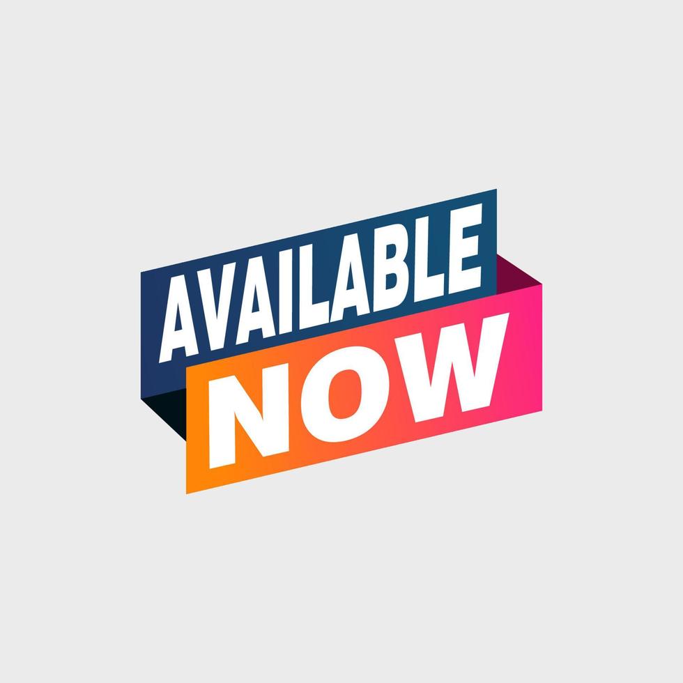 Available now label, badge, seal or burst flat vector icon for apps and websites