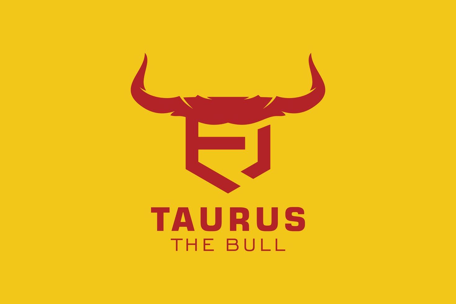 logotipo de letra f, logotipo de toro, logotipo de toro de cabeza, elemento de plantilla de diseño de logotipo de monograma vector