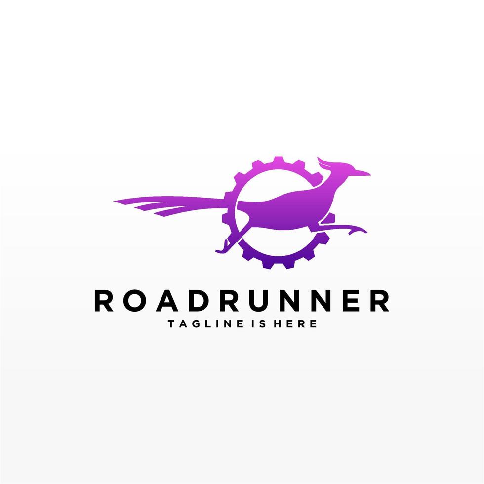 Roadrunner bird abstract minimal simple geometric logo design icon template silhouette isolated with white background vector