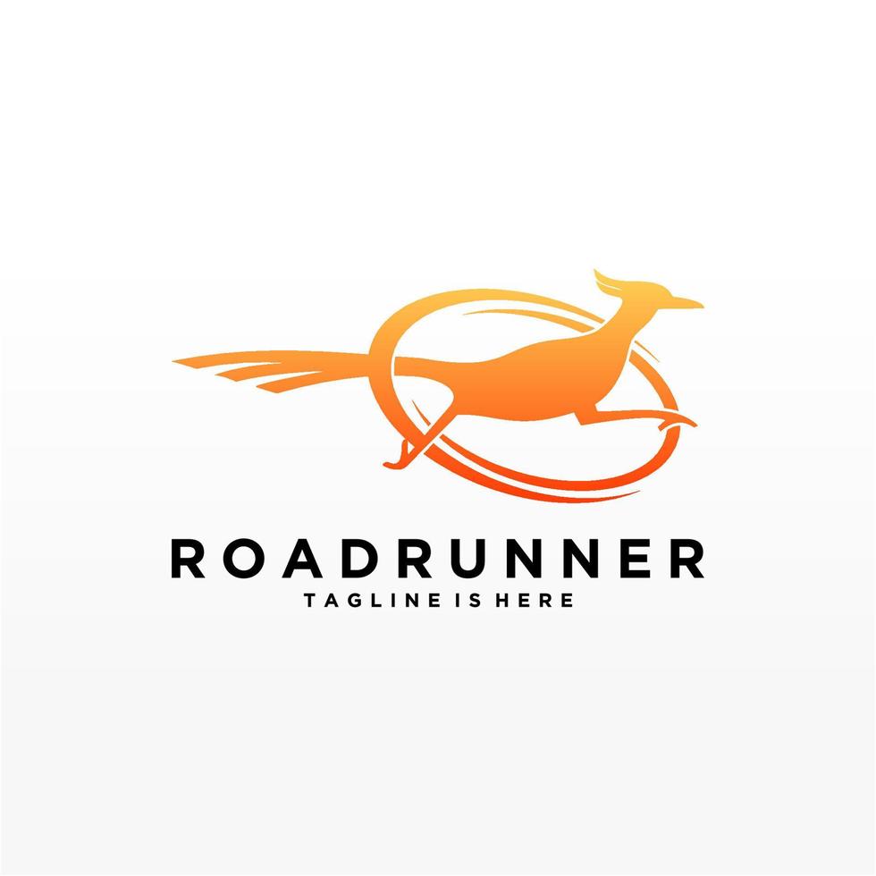 Roadrunner bird abstract minimal simple geometric logo design icon template silhouette isolated with white background vector