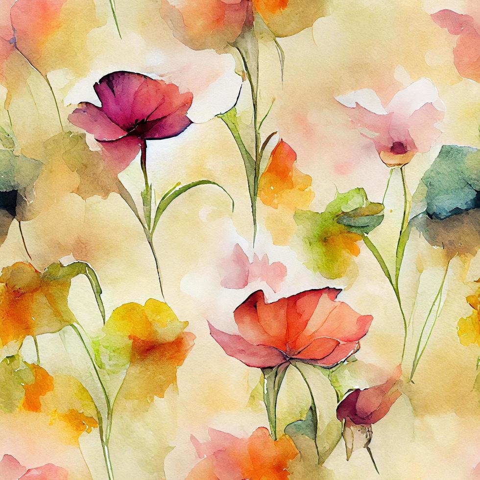 Seamless watercolor Flowers pattern photo