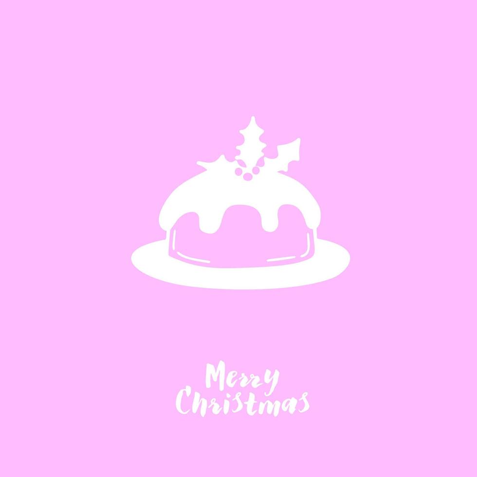 Traditional Christmas cake illustration pink color vector