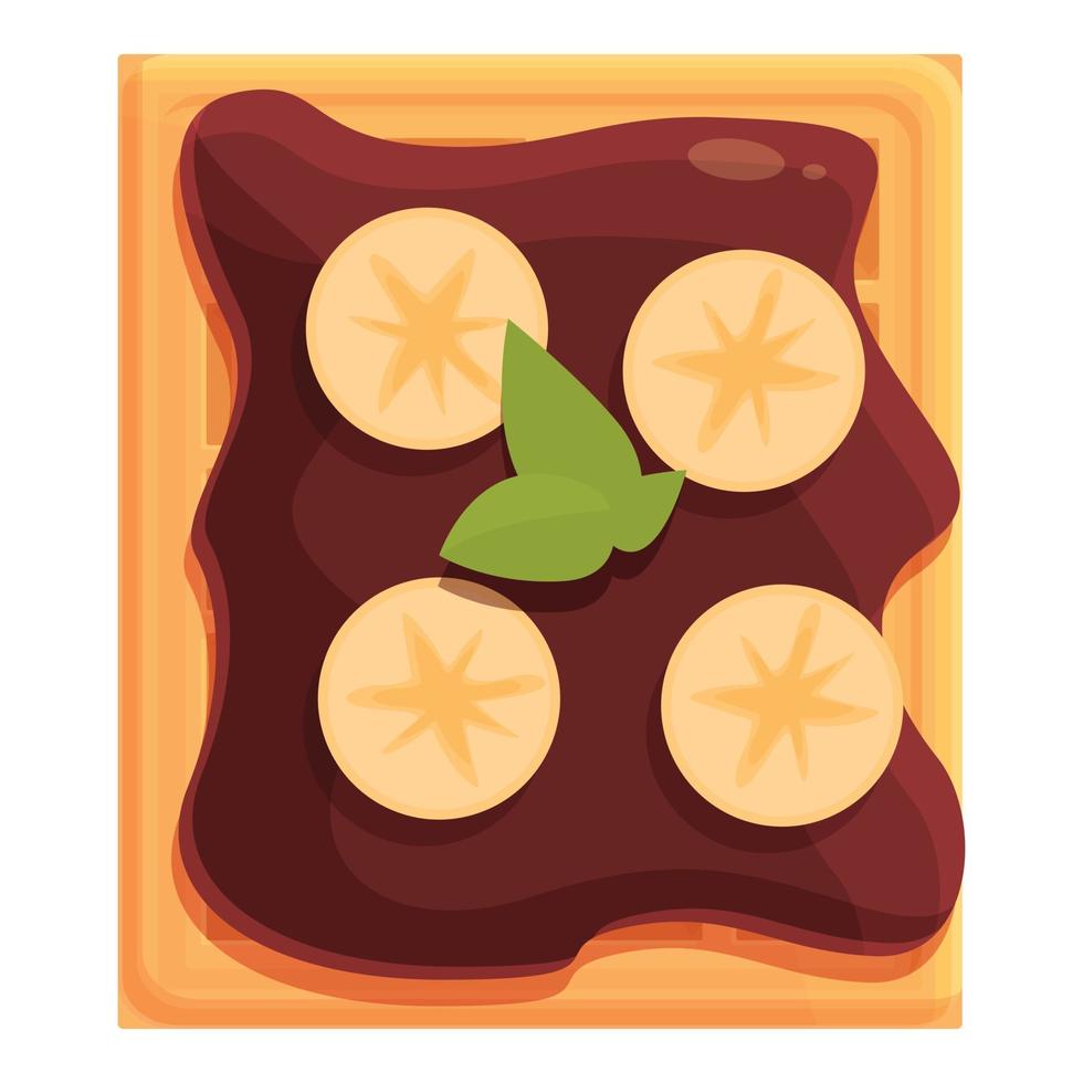 Banana chocolate waffle icon cartoon vector. Belgian food vector
