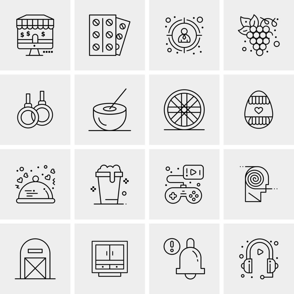 16 iconos de negocios universales vector ilustración de icono creativo para usar en proyectos relacionados con la web y dispositivos móviles