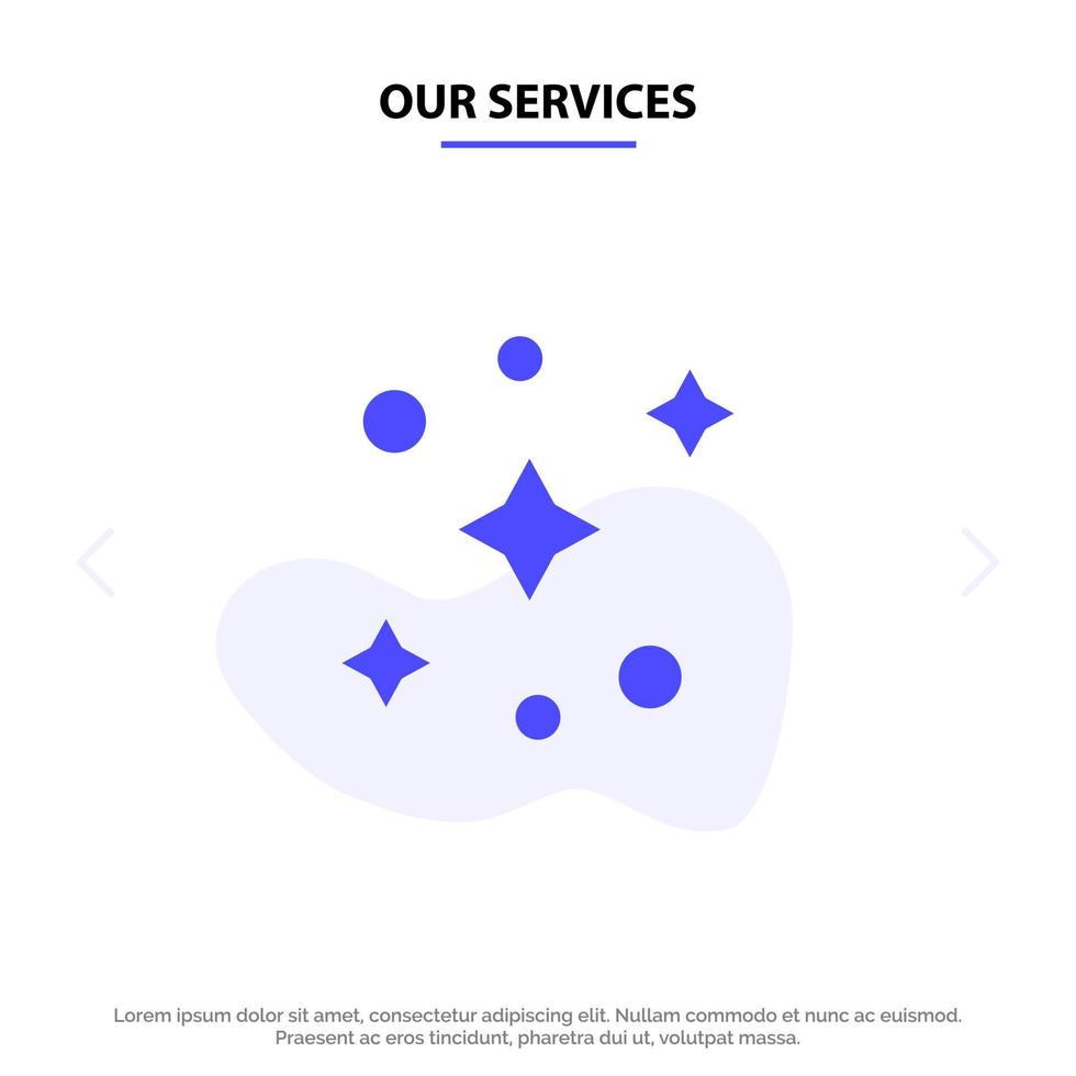 Our Services Galaxy Space Stars Solid Glyph Icon Web card Template vector