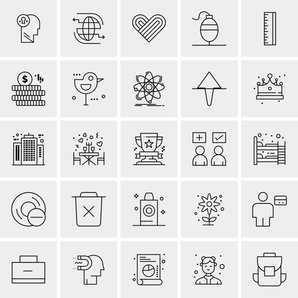 25 iconos de negocios universales vector ilustración de icono creativo para usar en proyectos relacionados con la web y dispositivos móviles