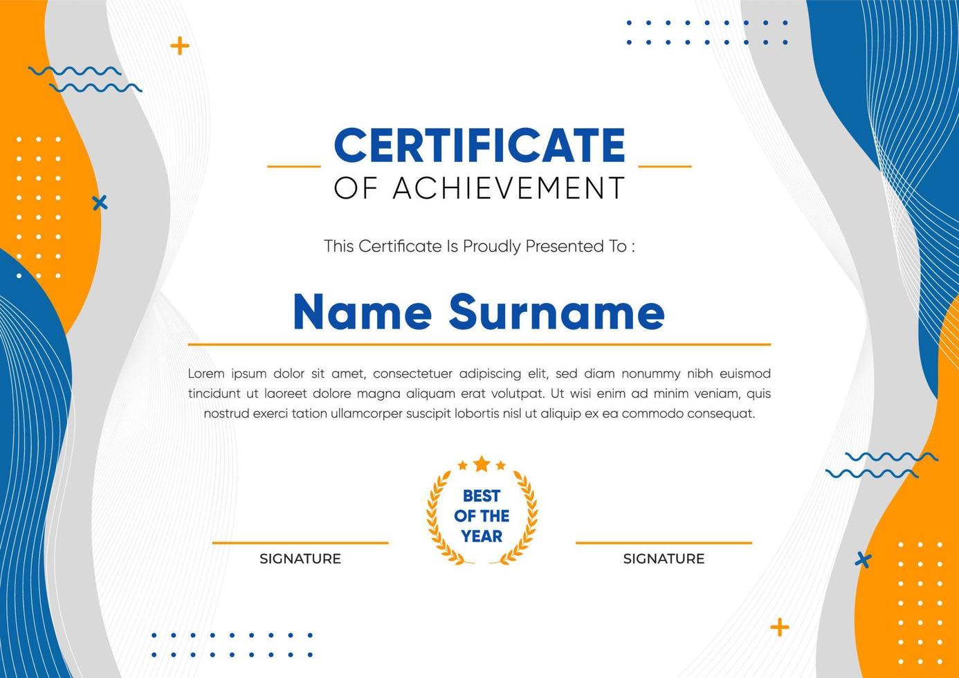 Flat Modern Certificate Template Design vector