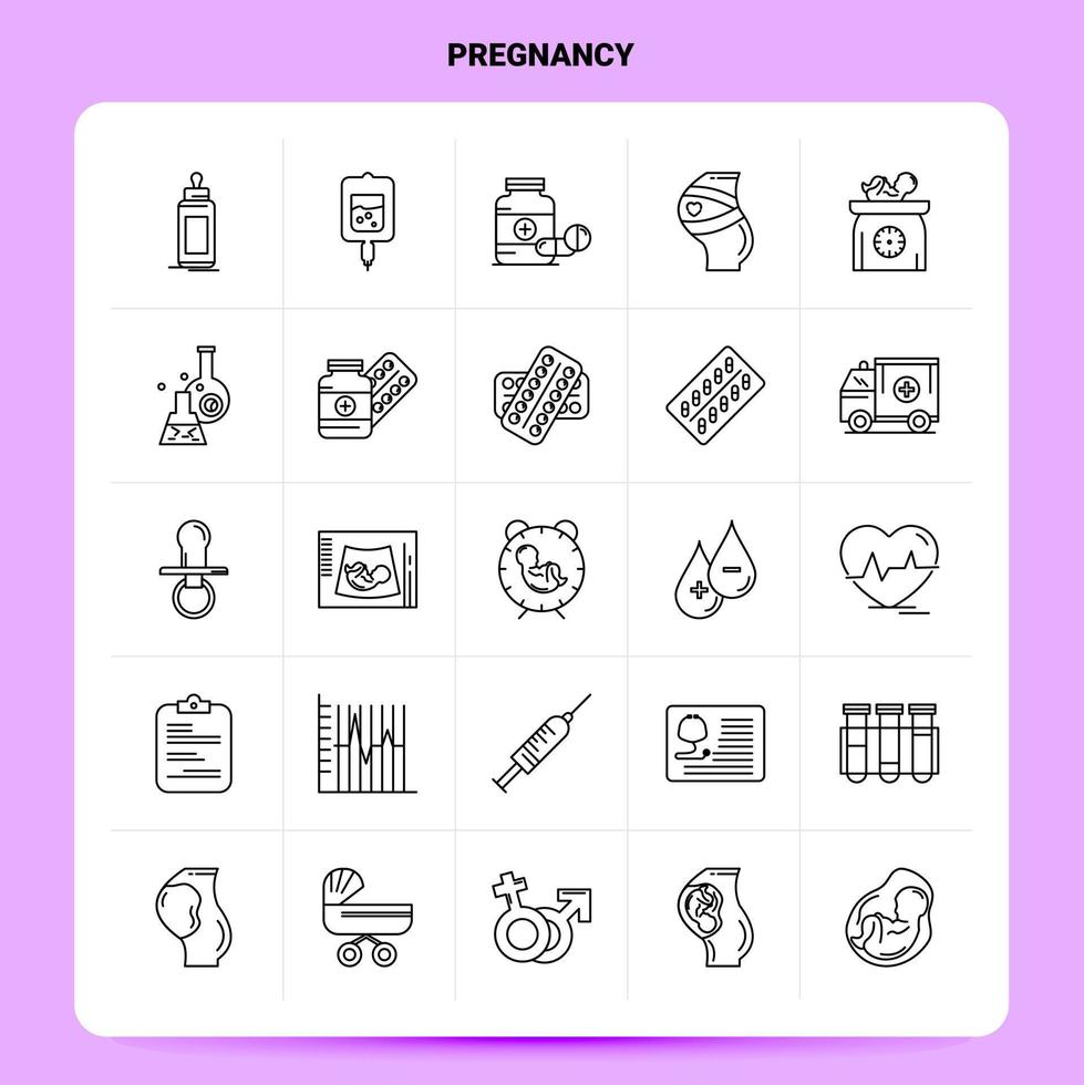 OutLine 25 Pregnancy Icon set Vector Line Style Design Black Icons Set Linear pictogram pack Web and Mobile Business ideas design Vector Illustration