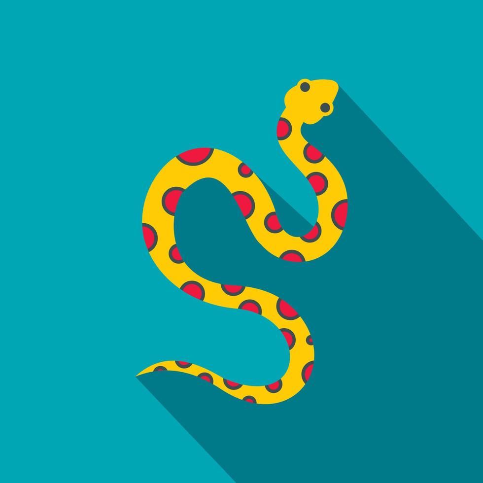 Yellow snake with pink spots icon, flat style vector