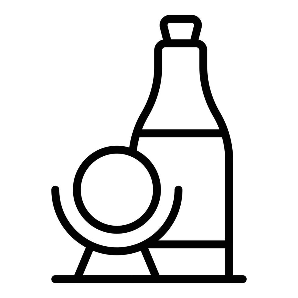 Shop wine bottle icon outline vector. Wood bar vector