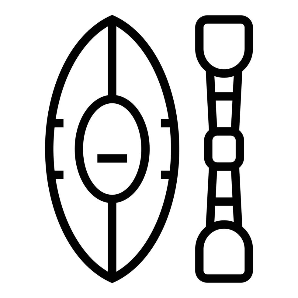 vector de contorno de icono de barco de kayak. Tienda de deportes