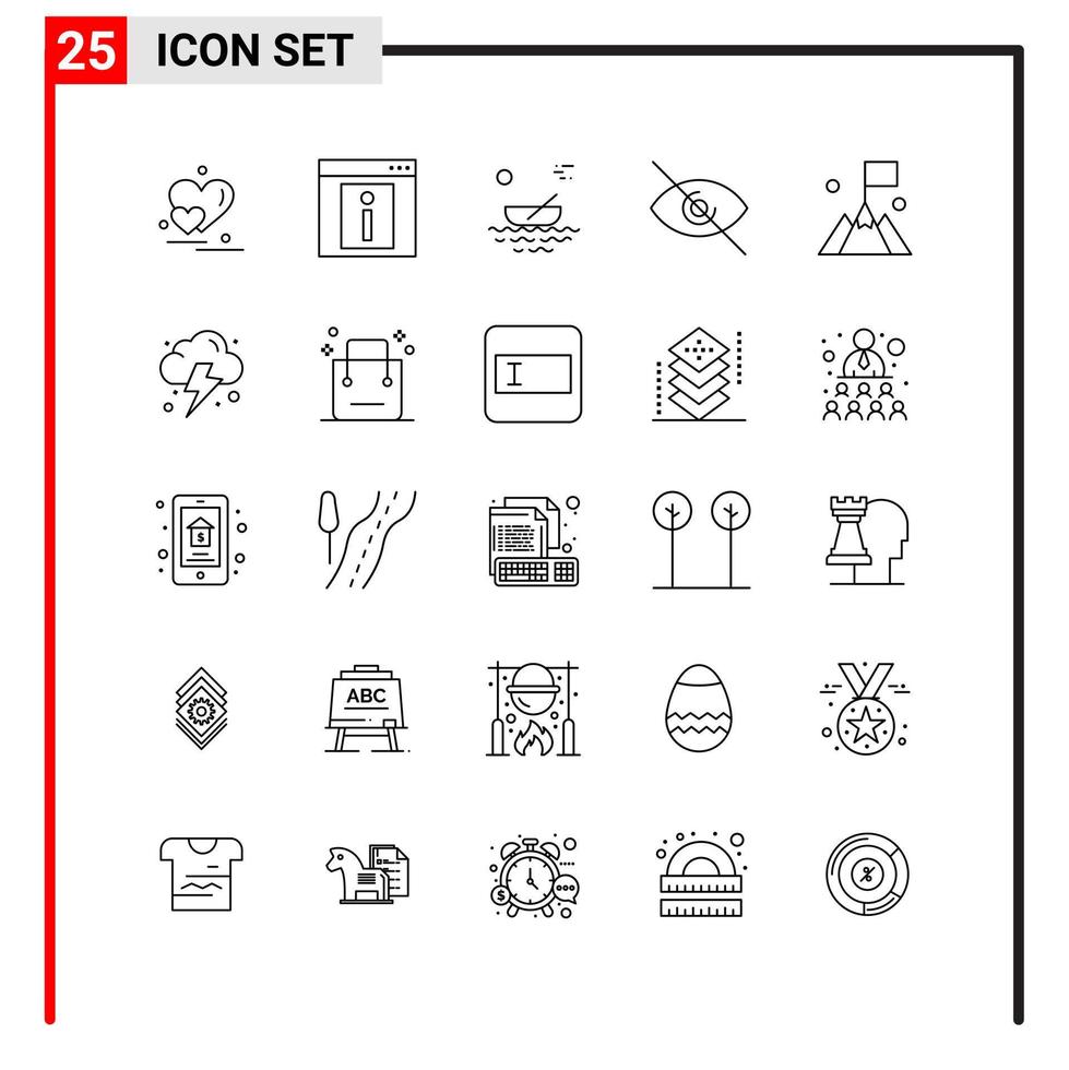 25 General Icons for website design print and mobile apps. 25 Outline Symbols Signs Isolated on White Background. 25 Icon Pack. vector