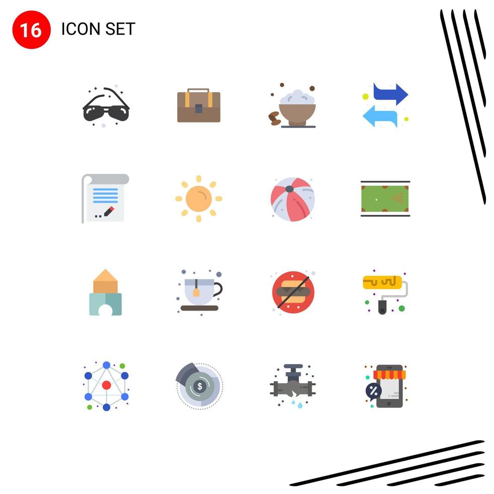 16 Universal Flat Colors Set for Web and Mobile Applications document left dish switch open Editable Pack of Creative Vector Design Elements