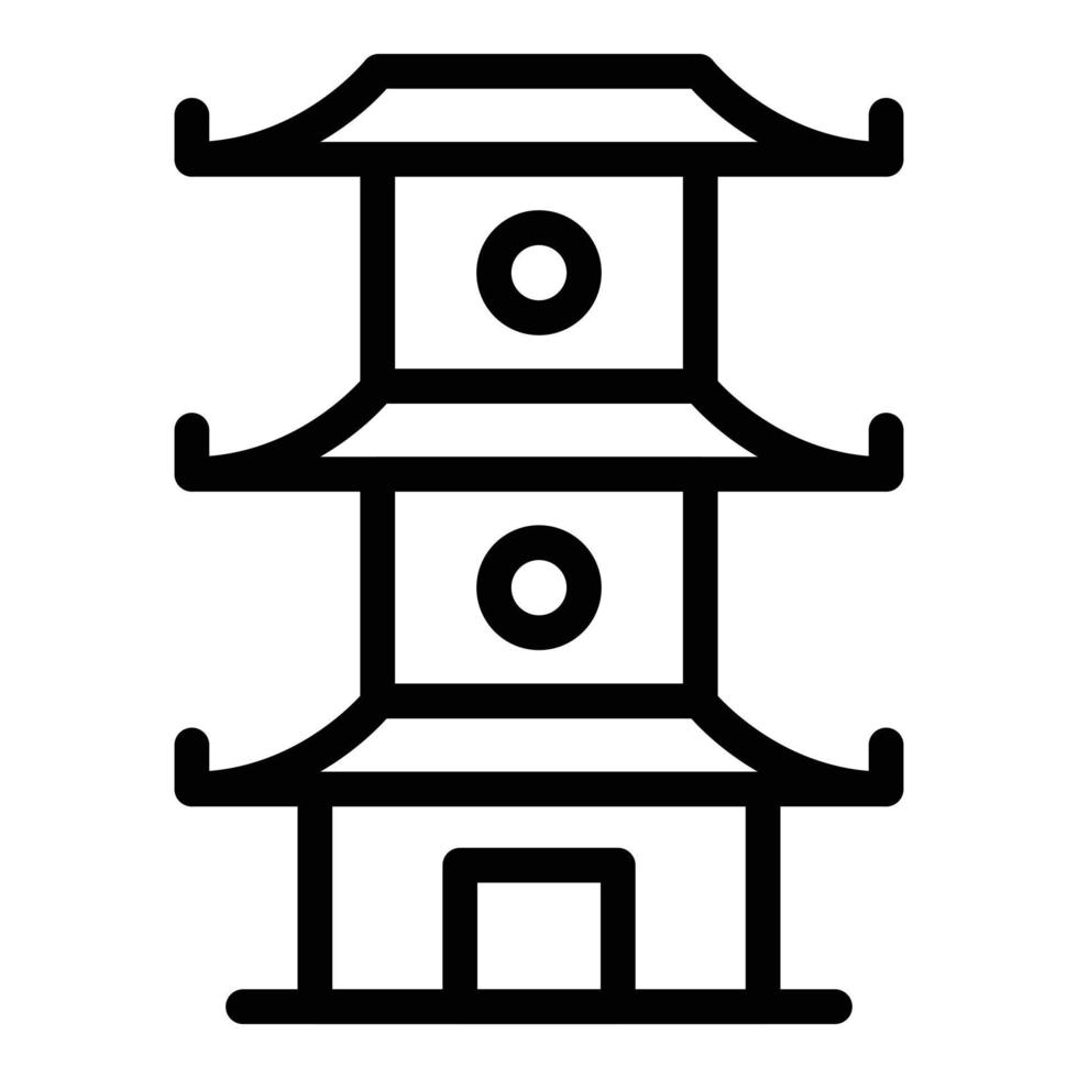 Sakura pagoda icon outline vector. Chinese building vector