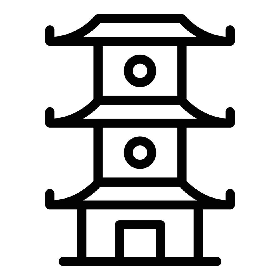 vector de contorno de icono de pagoda de sakura. edificio chino