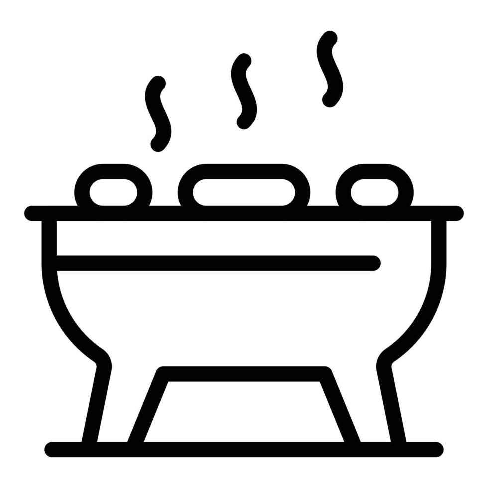 vector de contorno de icono de barbacoa de parrilla caliente. carne al fuego